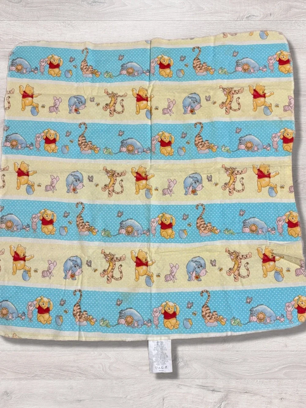 Vintage Y2K Disney Winnie the Pooh Baby Receiving Blanket Tigger Eeyore Piglet